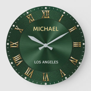 Luxury Gold Elegant Emerald Green Large Clock