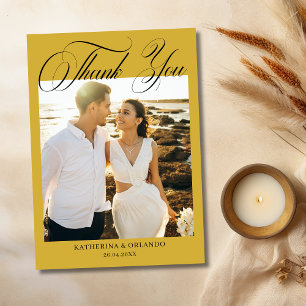 Luxury Gold Elegant Wedding Photo Thank You Card
