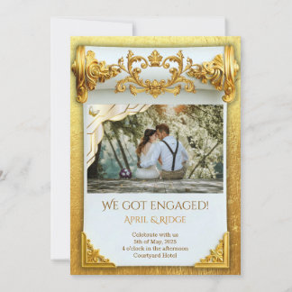 Luxury Gold Engagement I with Photo Elegant Custom Invitation