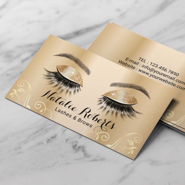 Luxury Gold Eyelash Extensions Salon Makeup Artist Business Card (Creator Uploaded)