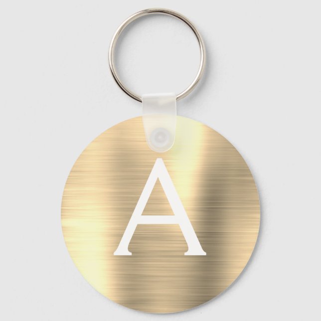 Luxury Gold Faux Stainless Steel Monogram Key Ring (Front)