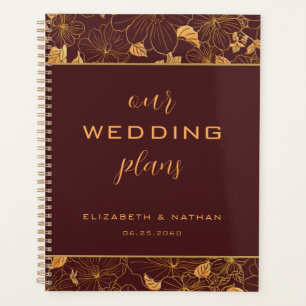 Luxury Gold Floral Burgundy Wedding Planner