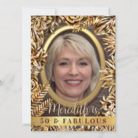   Luxury Gold Floral Custom Photo 50 And Fabulous