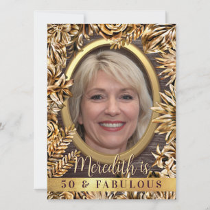 Luxury Gold Floral Custom Photo 50 And Fabulous Invitation