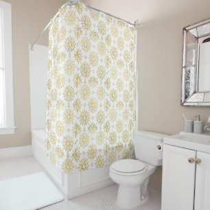 Luxury Gold Floral Elegant Design Shower Curtain