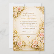 Luxury Gold Floral Elegant Wedding Invitation Card
