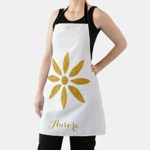 Luxury Gold Floral Glitter Typography Apron