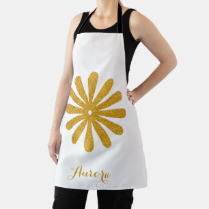 Luxury Gold Floral Glitter Typography Apron