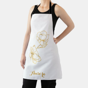 Luxury Gold Floral Glitter Typography Apron