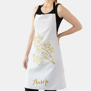 Luxury Gold Floral Glitter Typography Apron