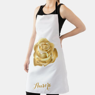 Luxury Gold Floral Glitter Typography Apron