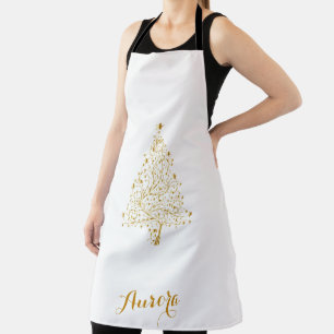 Luxury Gold Floral Glitter Typography Apron