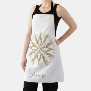 Luxury Gold Floral Glitter Typography Apron