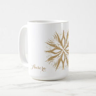 Luxury Gold Floral Glitter Typography Coffee Mug