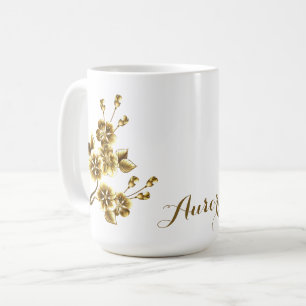 Luxury Gold Floral Glitter Typography Coffee Mug