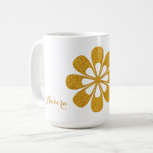 Luxury Gold Floral Glitter Typography Coffee Mug