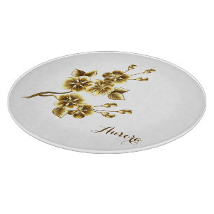 Luxury Gold Floral Glitter Typography Cutting Board