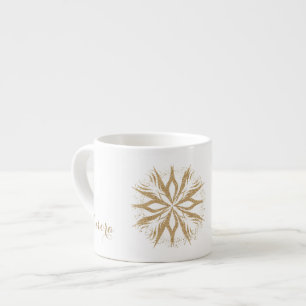 Luxury Gold Floral Glitter Typography Espresso Cup