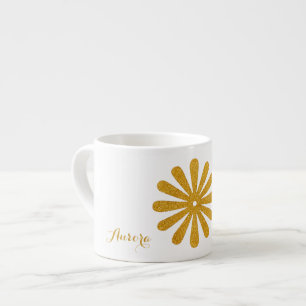 Luxury Gold Floral Glitter Typography Espresso Cup
