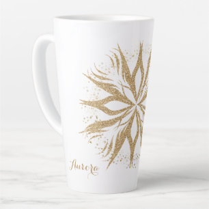 Luxury Gold Floral Glitter Typography Latte Mug