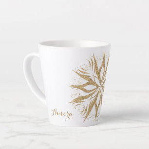 Luxury Gold Floral Glitter Typography Latte Mug