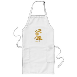 Luxury Gold Floral Glitter Typography Long Apron