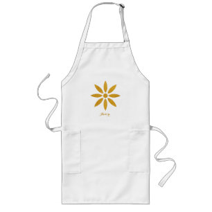 Luxury Gold Floral Glitter Typography Long Apron