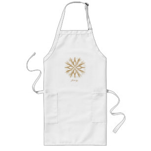 Luxury Gold Floral Glitter Typography Long Apron