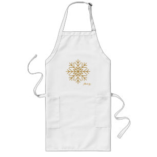 Luxury Gold Floral Glitter Typography Long Apron