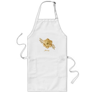 Luxury Gold Floral Glitter Typography Long Apron