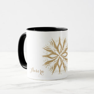 Luxury Gold Floral Glitter Typography Mug