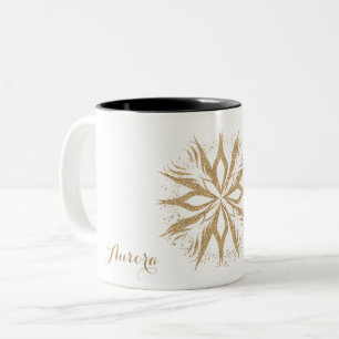Luxury Gold Floral Glitter Typography Two-Tone Coffee Mug