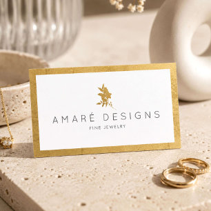 Luxury Gold Floral Jewellery Designer Business Card
