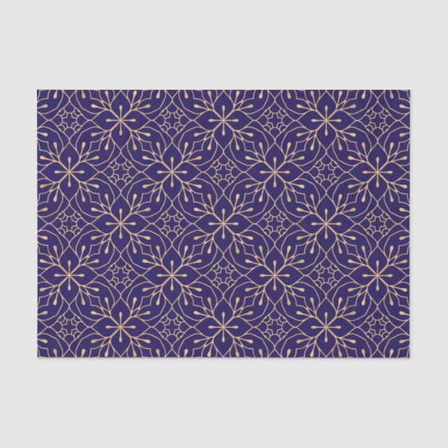 Luxury Gold Floral ornament pattern customised Tissue Paper (Front)