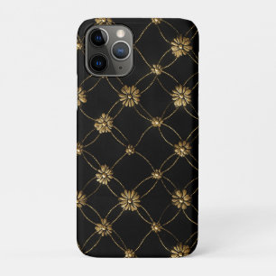 Luxury Gold Floral Pattern on a Black Background iPhone 11 Pro Case