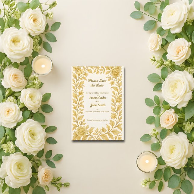 Luxury Gold Floral Save the Date (Creator Uploaded)