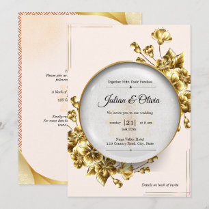 Luxury Gold Floral Wedding  Invitation