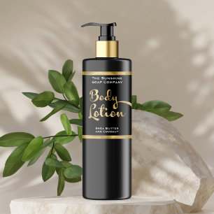 Luxury Gold Foil & Black Body Lotion Bottle Label