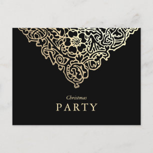 Luxury Gold Foil Black Christmas Party Invitations