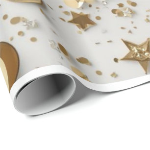Luxury Gold Foil Confetti Pattern Elegant Celebr Wrapping Paper