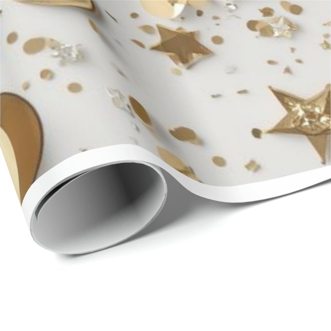 Luxury Gold Foil Confetti Pattern | Elegant Celebr Wrapping Paper (Roll Corner)
