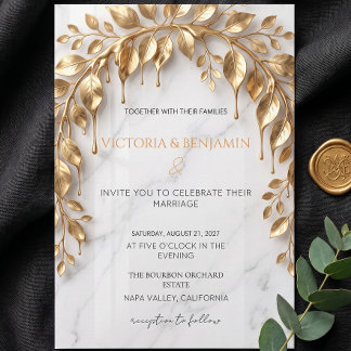 Luxury Gold Foil Eucalyptus Arch Wedding Invitatio Invitation