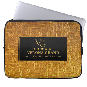 Luxury Gold Foil Five Star Hotel Branding Elegant  Laptop Sleeve