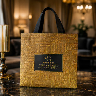 Luxury Gold Foil Five Star Hotel Branding Elegant  Tote Bag
