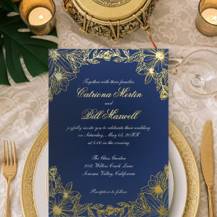 Luxury Gold Foil Floral Wedding Invitation
