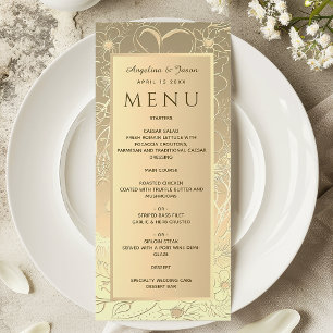 Luxury Gold Foil Floral Wedding Menu