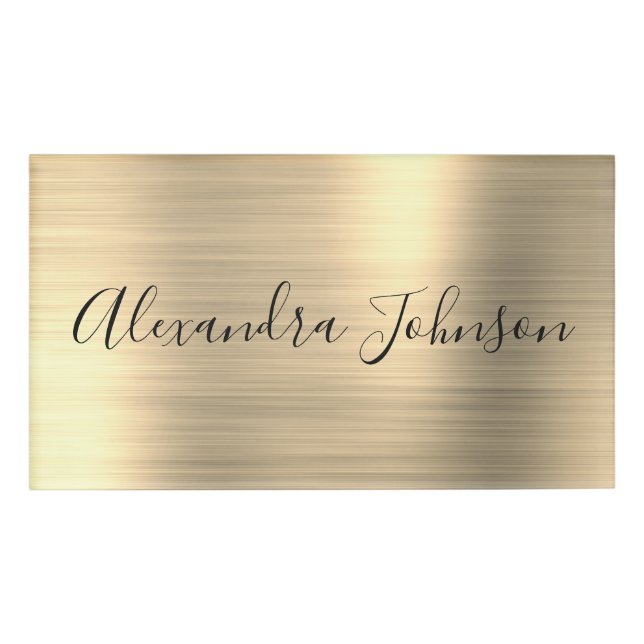 Luxury Gold Foil Modern Business Name Tag (Front)