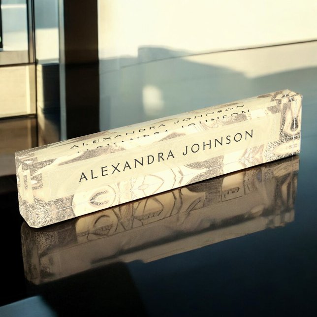 Luxury Gold Foil Modern Marble Swirl Nameplate (Creator Uploaded)