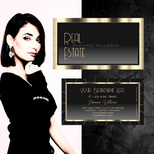 Luxury Gold Frame Dark Gradient Modern Luxe Glam Business Card