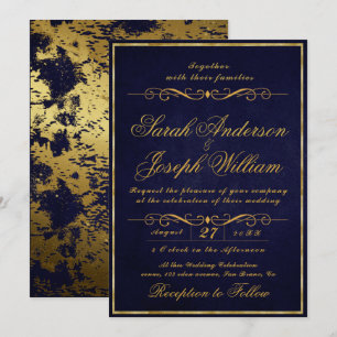 Luxury Gold Frame Foil & Texture Purple Wedding  I Invitation